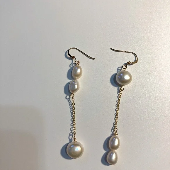 Handmade earrings- Pearl earrings, Fresh water pearls, baroque style - Picture 2 of 3